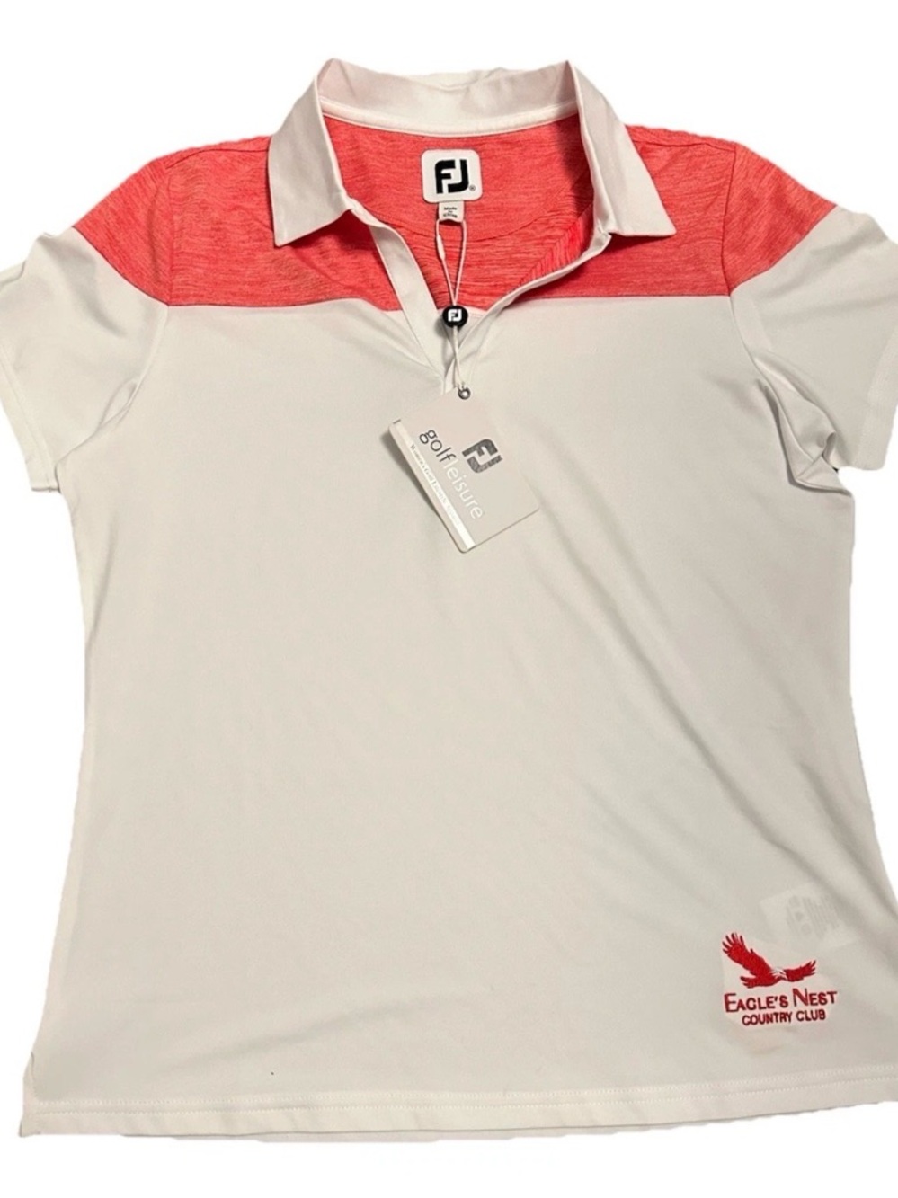 FootJoy Women's Golf Polo White Coral Size M